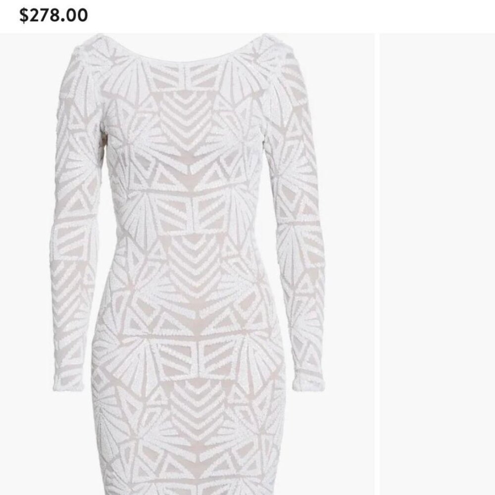 Dress the population, White & beige midi dress